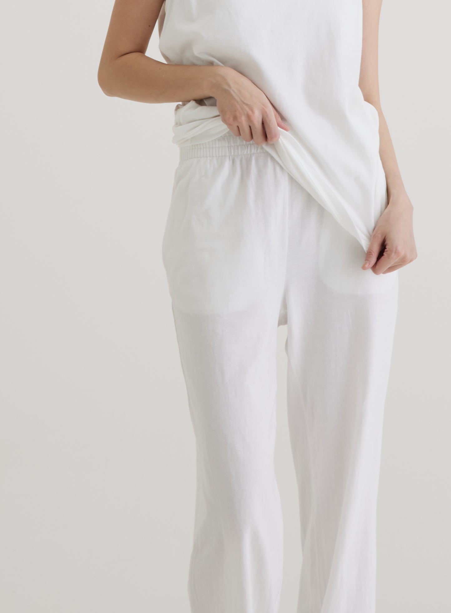 Wide straight trousers organic cotton white