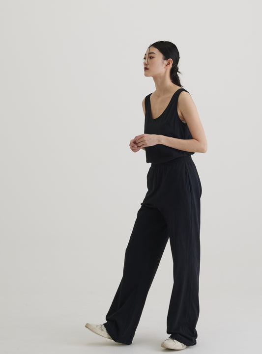 Wide straight trousers organic cotton black