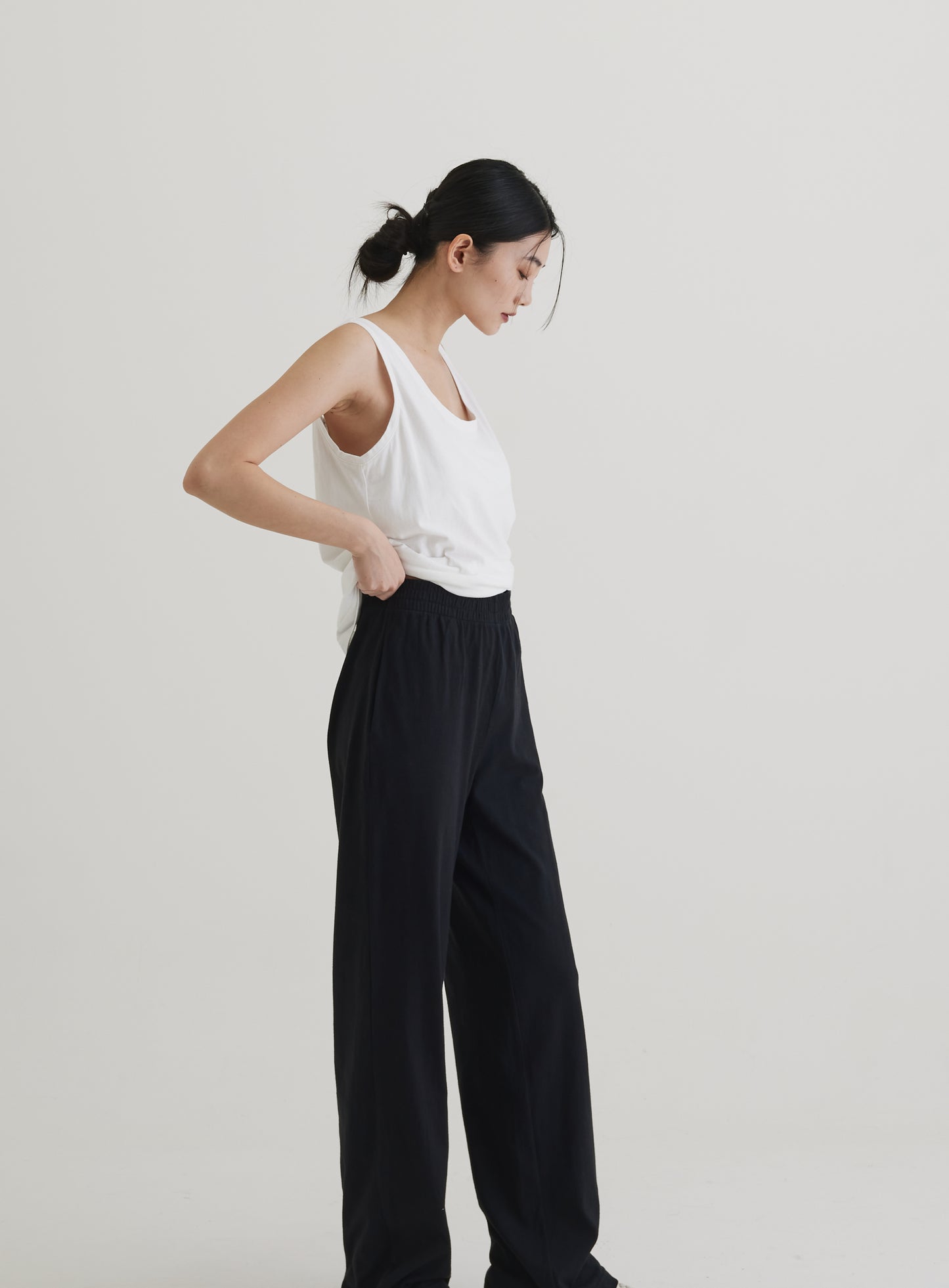 Wide straight trousers organic cotton black