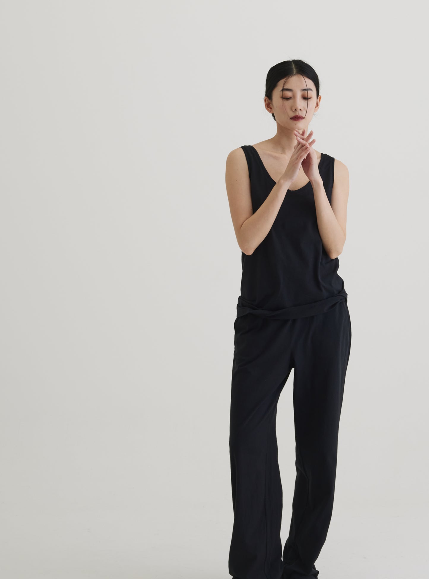 Wide straight trousers organic cotton black