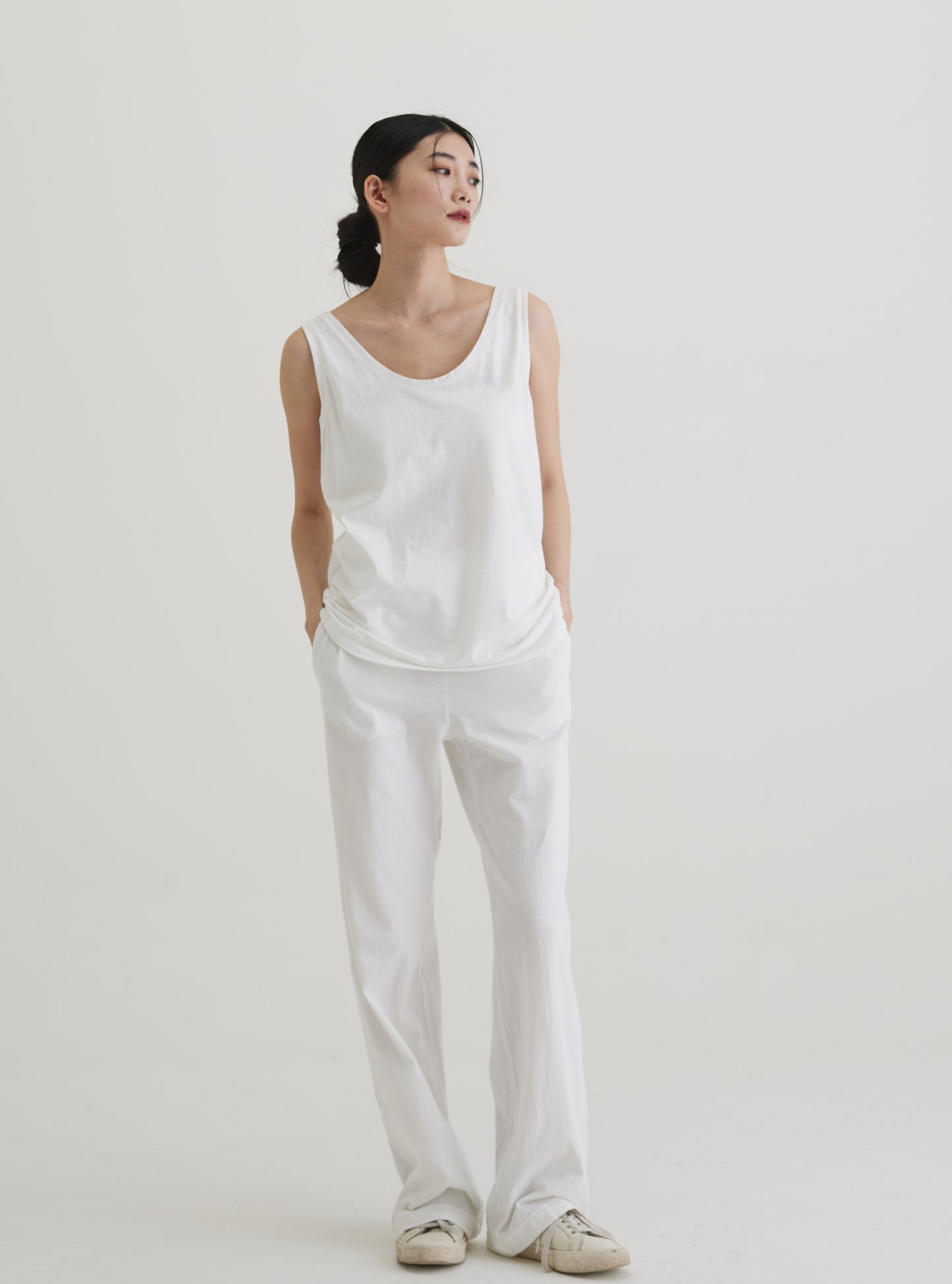 Wide straight trousers organic cotton white