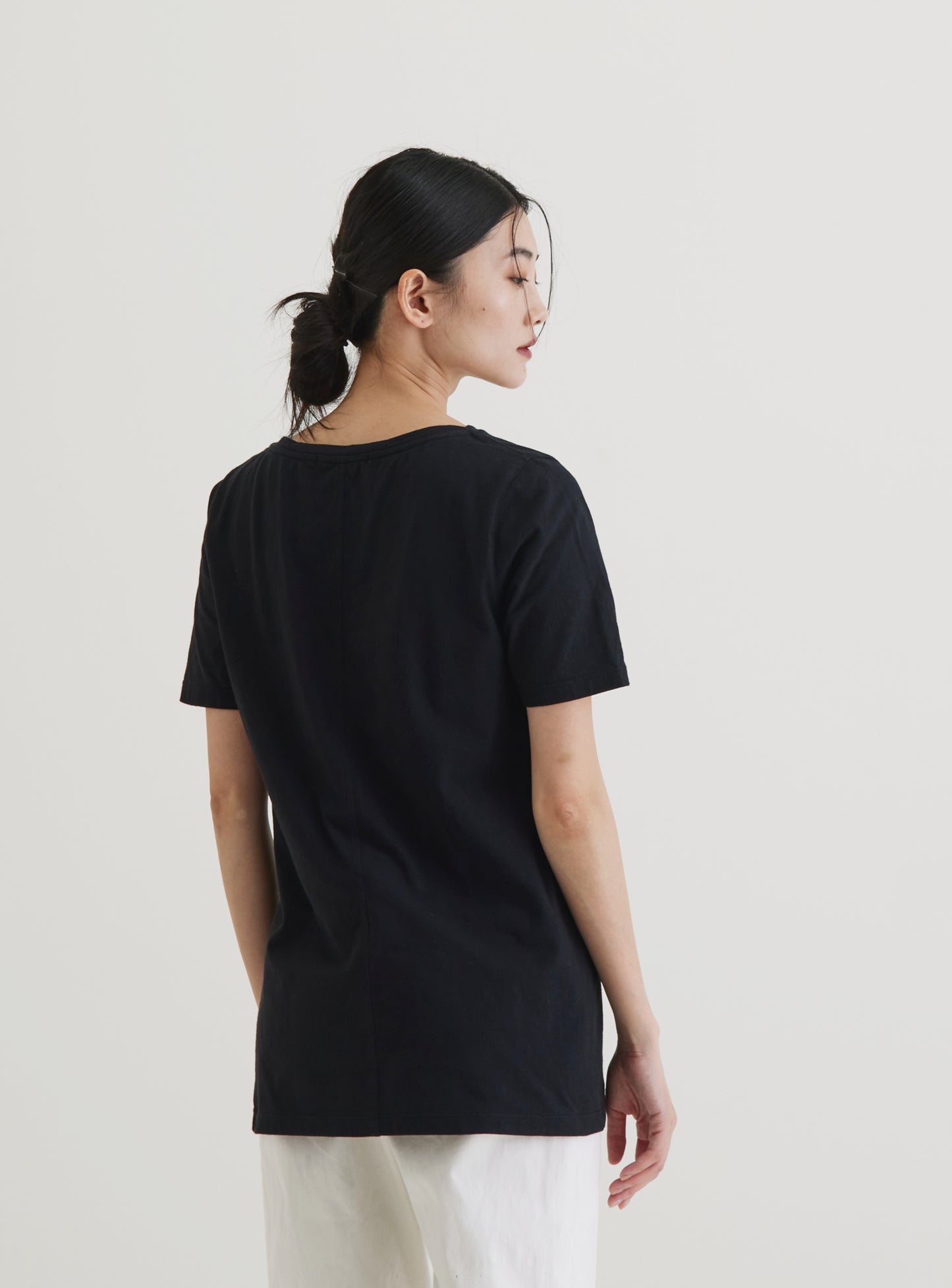 Boat Neck Short Sleeve Top Organic Cotton Black