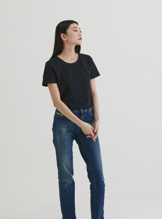 Round neck short sleeve top organic cotton black