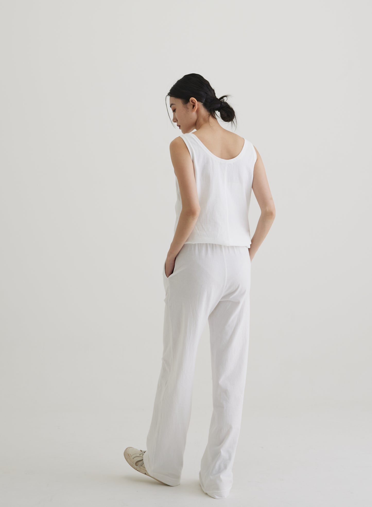 Wide straight trousers organic cotton white