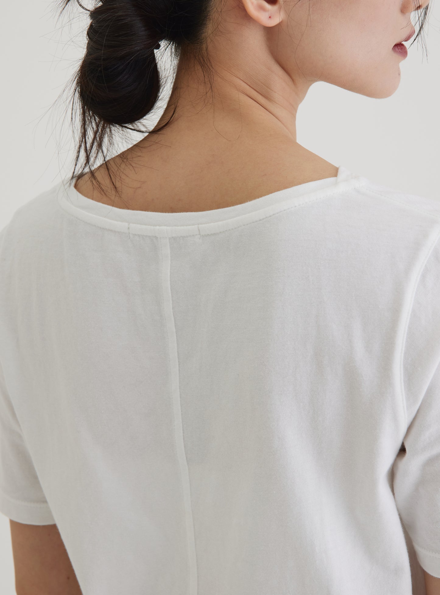 Boat neck short sleeve top organic cotton white