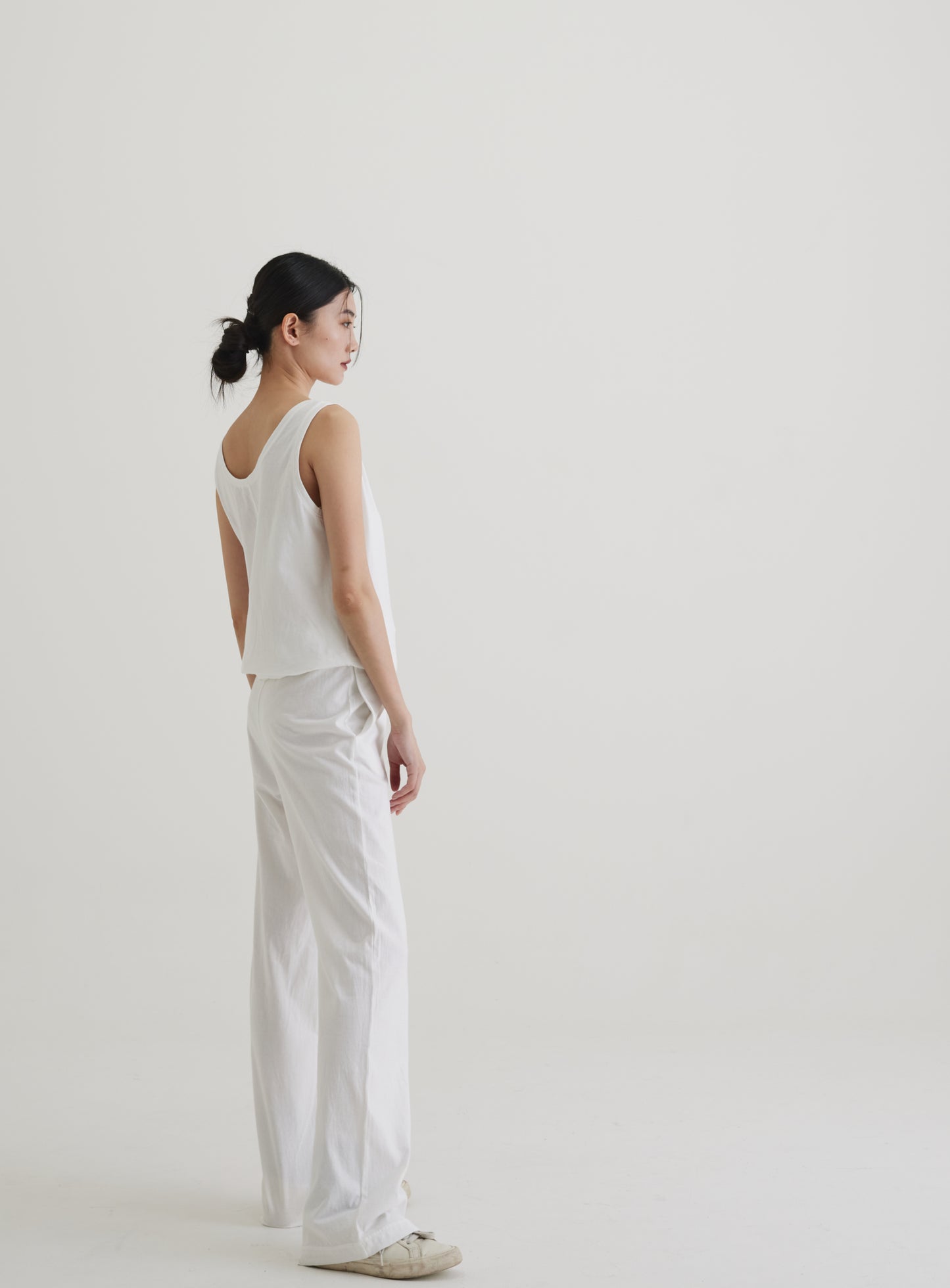 Wide straight trousers organic cotton white