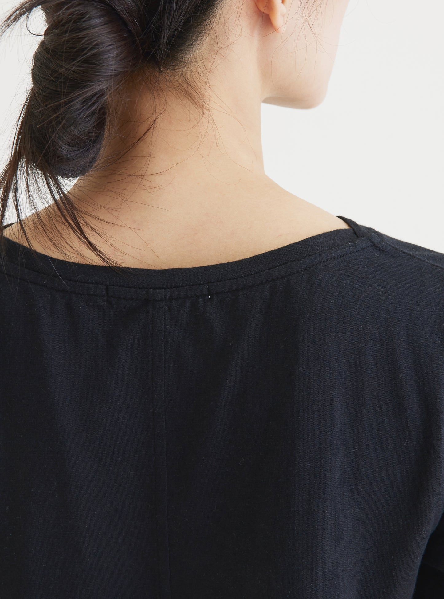 Boat Neck Short Sleeve Top Organic Cotton Black